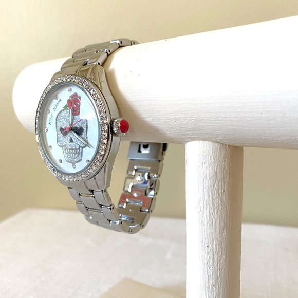 Betsey Johnson Crystal Sugar Skull Watch - Picture 3 of 6